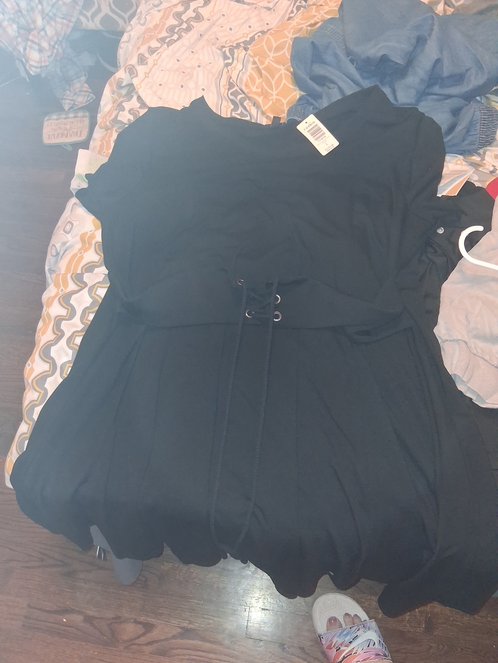 Women’s Black Maxi Dress with Lace-Up Waist